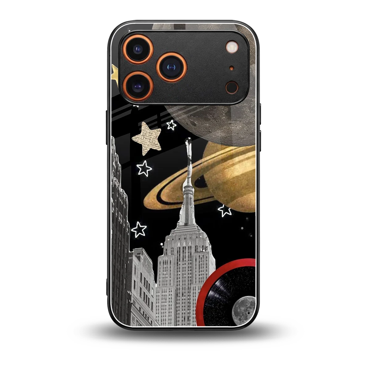 City Cosmos back phone cover | glass case for iphone 17 pro