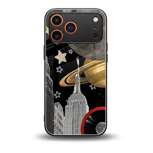 City Cosmos back phone cover | glass case for iphone 17 pro max