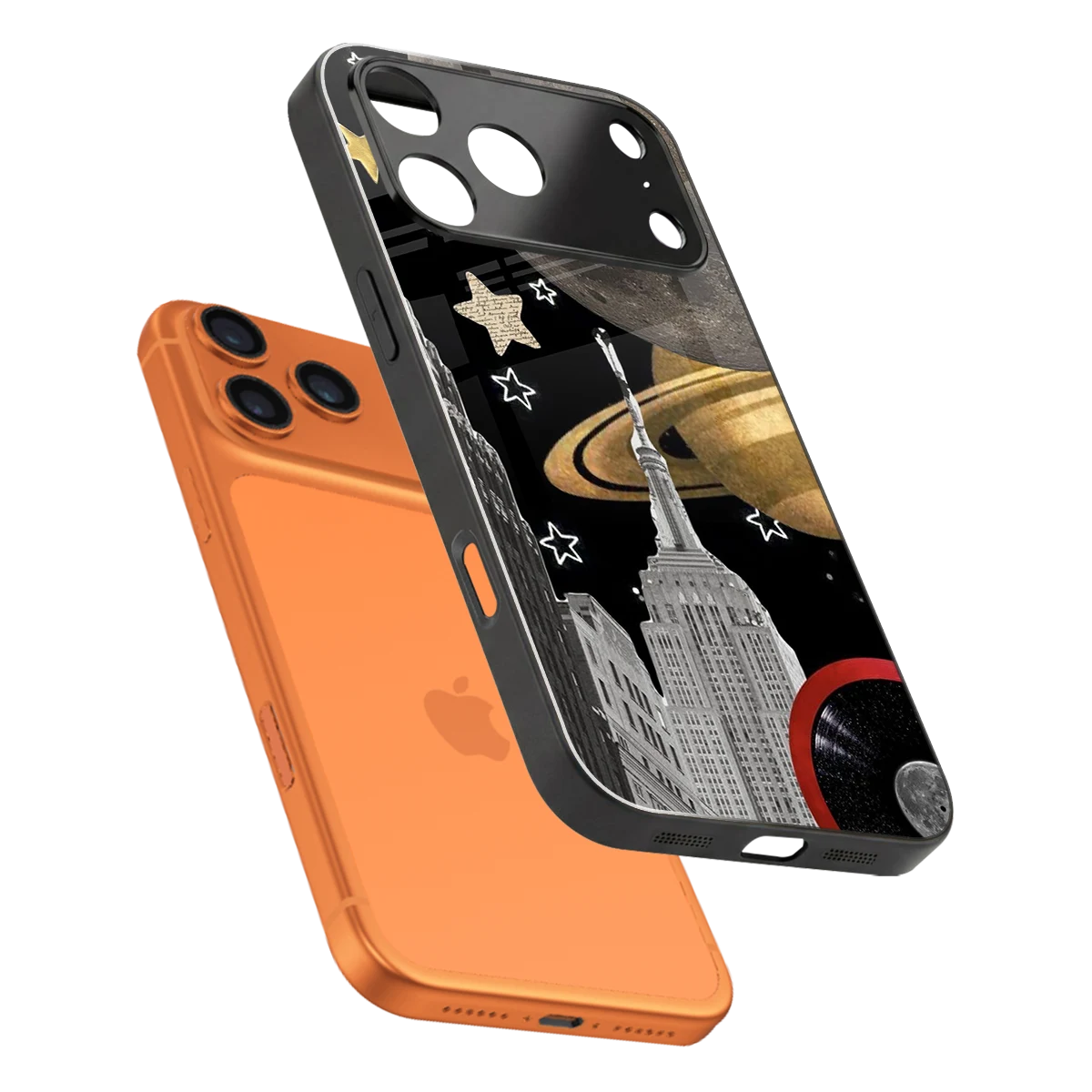 City Cosmos sleek iphone 17 pro cover with tempered glass back and TPU edges