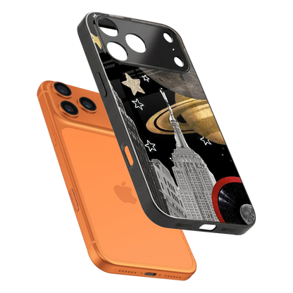 City Cosmos sleek iphone 17 pro cover with tempered glass back and TPU edges