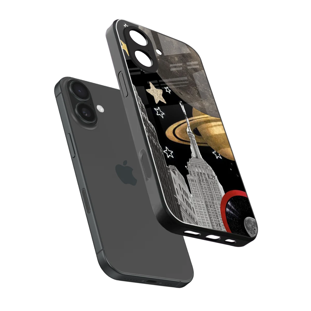City Cosmos sleek iphone 17 cover with tempered glass back and TPU edges
