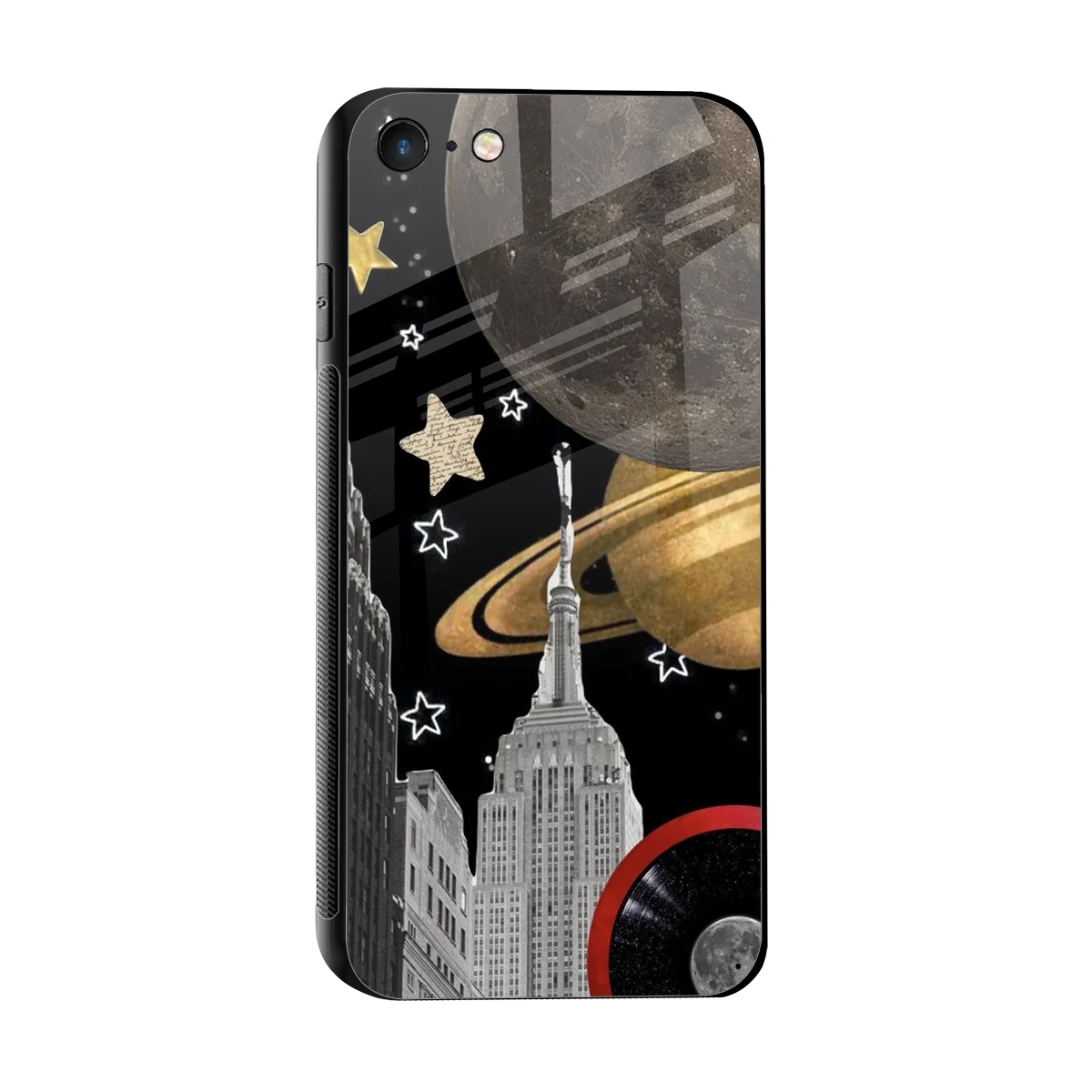 City Cosmos sleek iphone 7 cover with tempered glass back and TPU edges