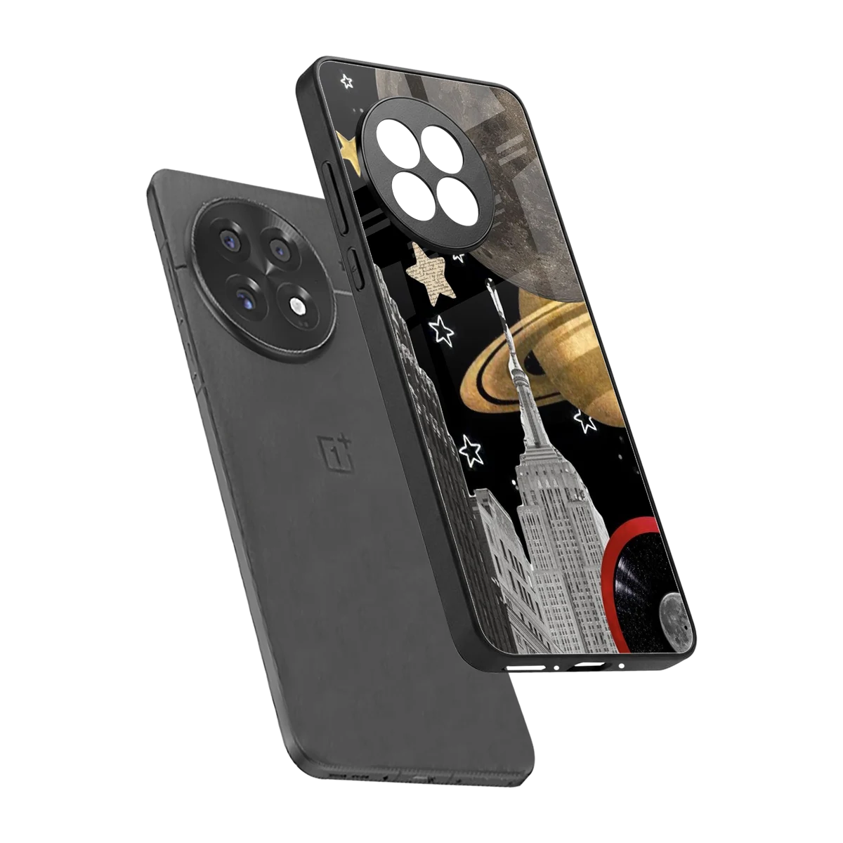 City Cosmos sleek oneplus 13r cover with tempered glass back and TPU edges