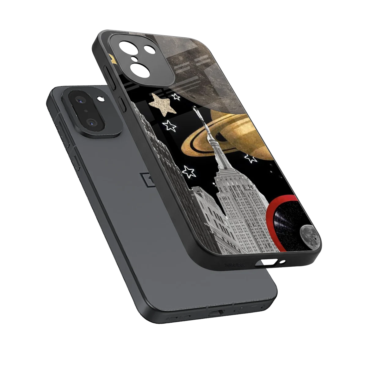 City Cosmos sleek oneplus 15r cover with tempered glass back and TPU edges