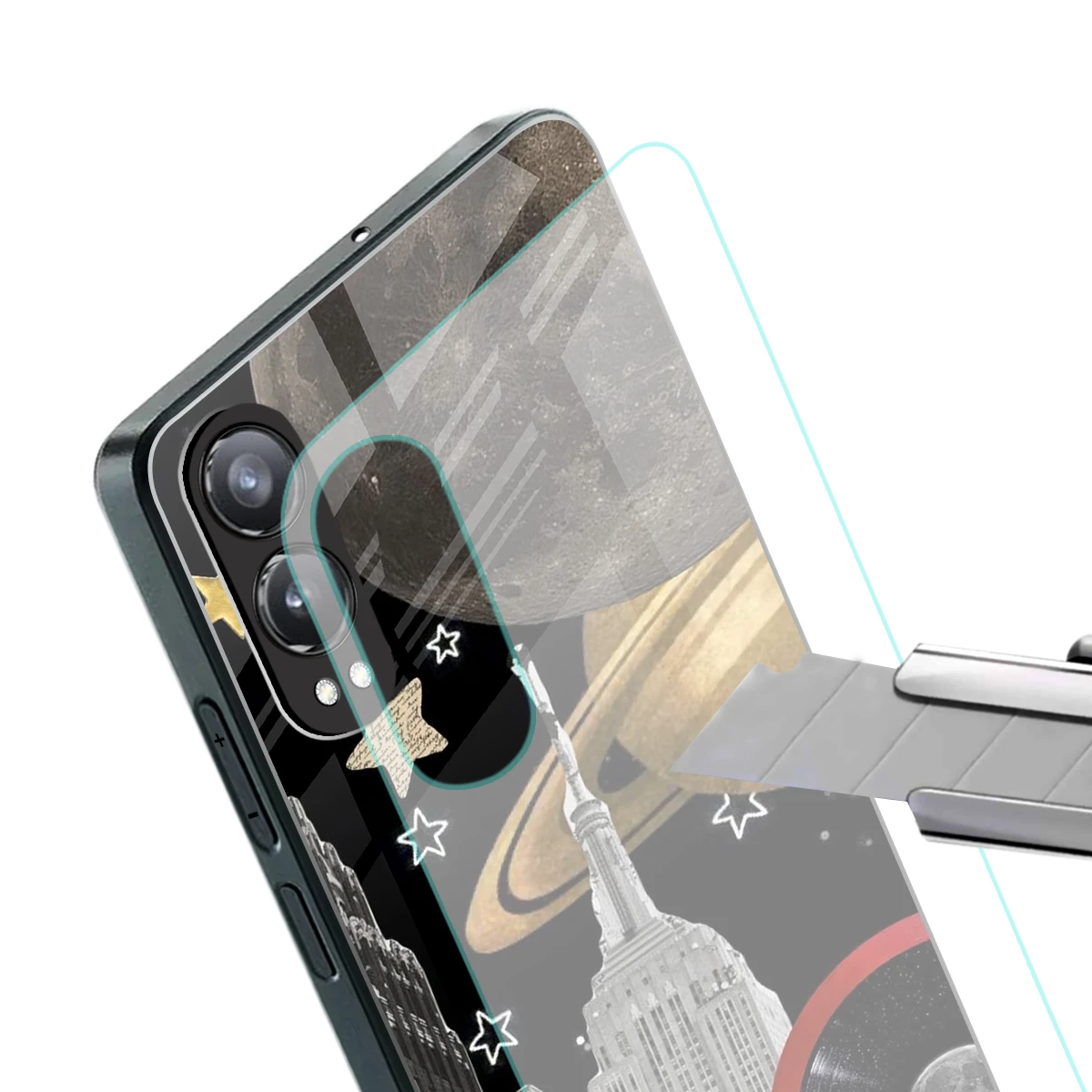 City Cosmos stylish phone case for oneplus nord ce 4 lite | glossy glass and slim fit
