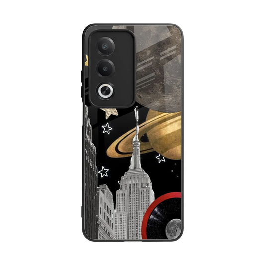 City Cosmos back phone cover | glass case for oppo a3 pro