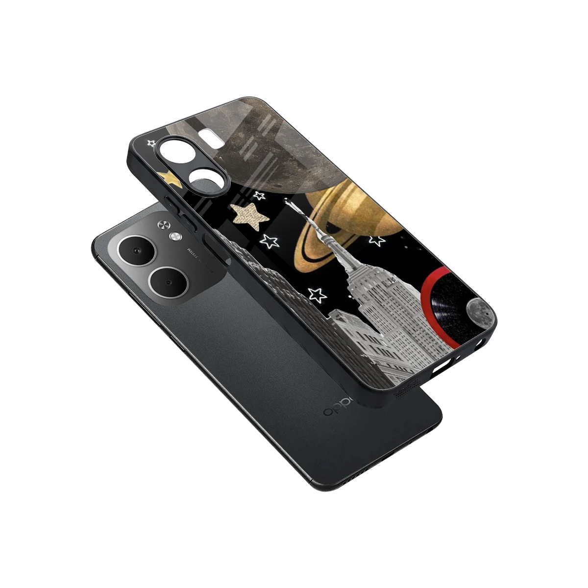 City Cosmos sleek oppo a5x 5g cover with tempered glass back and TPU edges
