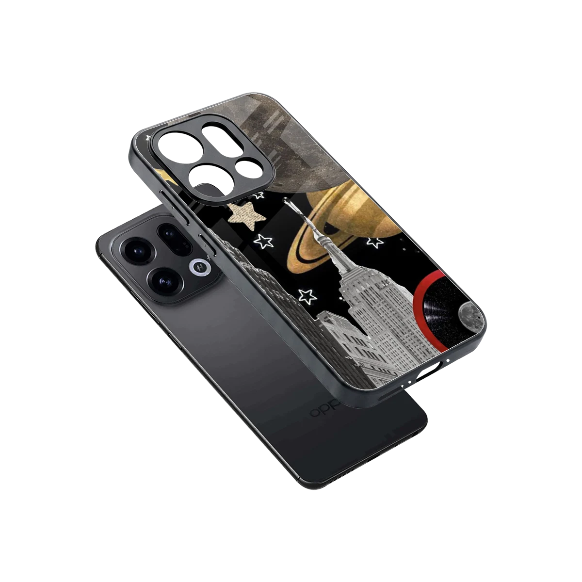 City Cosmos sleek oppo find x9 cover with tempered glass back and TPU edges
