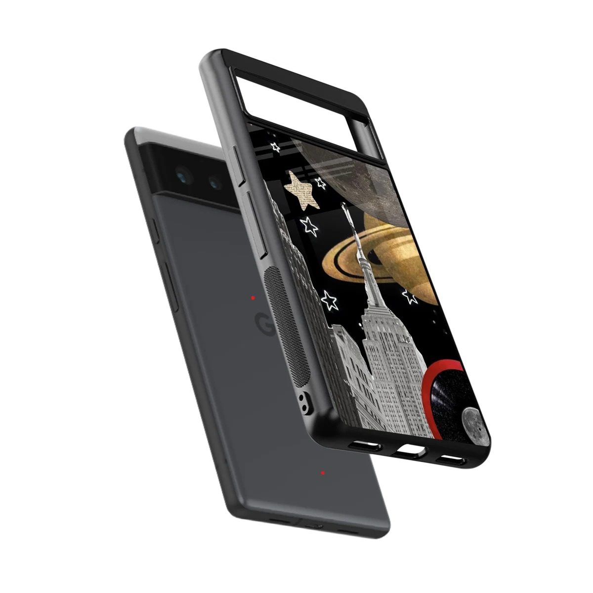 City Cosmos sleek google pixel 6a cover with tempered glass back and TPU edges