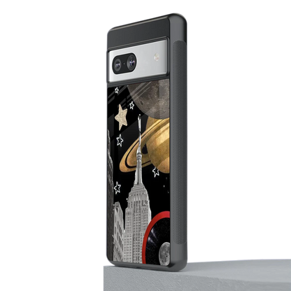 City Cosmos stylish phone case for google pixel 7a | glossy glass and slim fit
