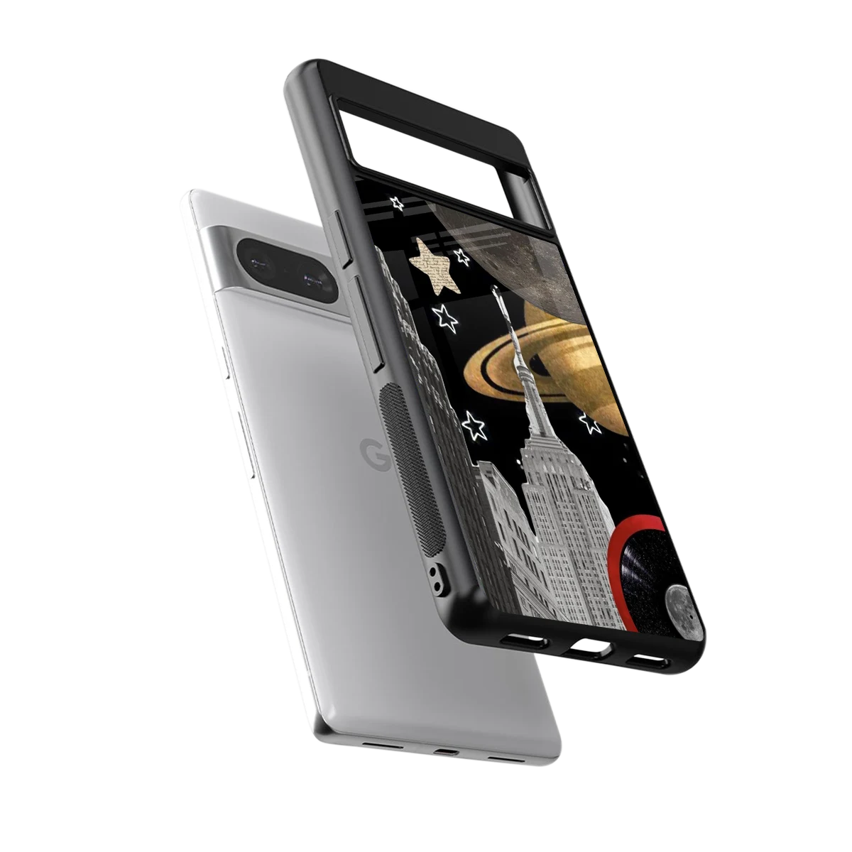 City Cosmos sleek google pixel 8 cover with tempered glass back and TPU edges