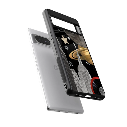 City Cosmos sleek google pixel 8 cover with tempered glass back and TPU edges