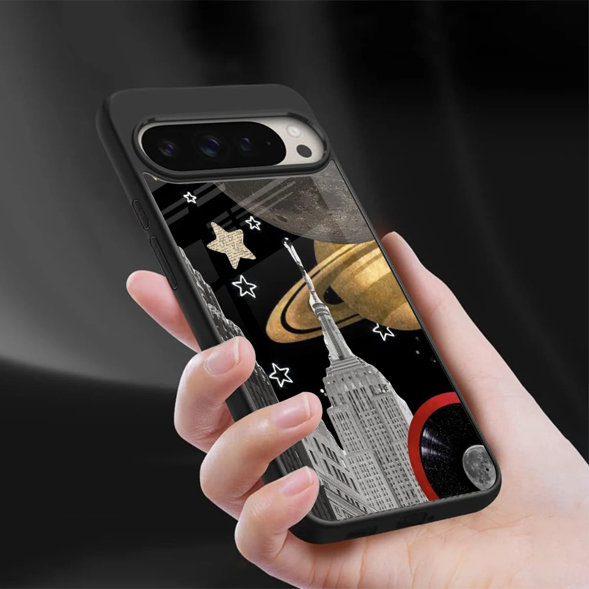 City Cosmos sleek google pixel 9 pro cover with tempered glass back and TPU edges