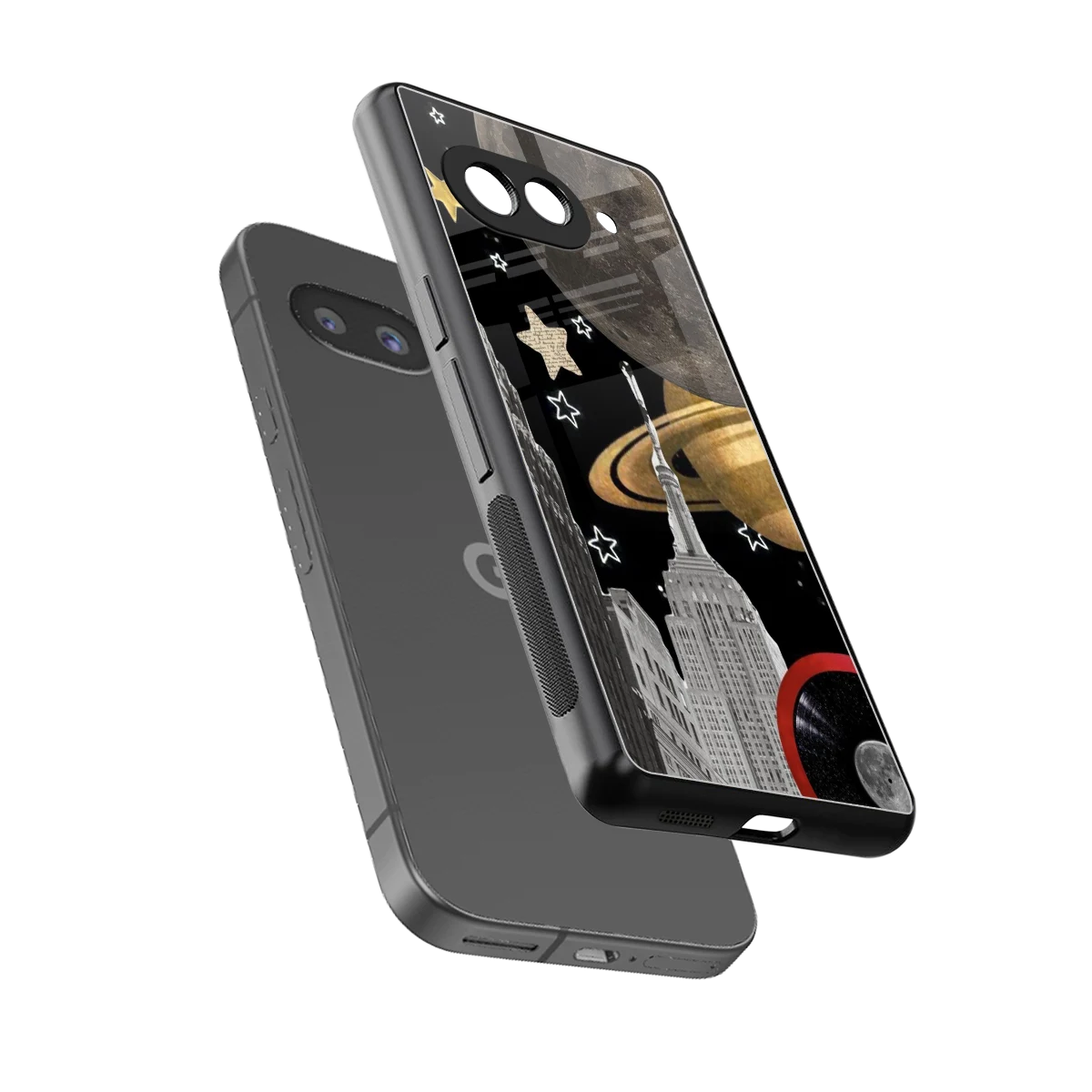 City Cosmos sleek google pixel 9a cover with tempered glass back and TPU edges
