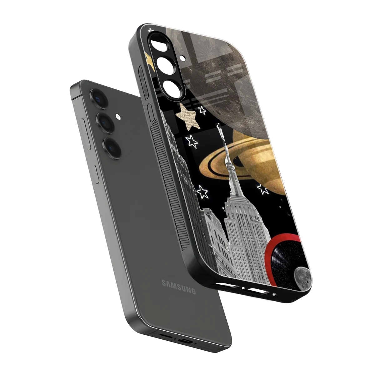 City Cosmos sleek samsung galaxy a14 5g cover with tempered glass back and TPU edges