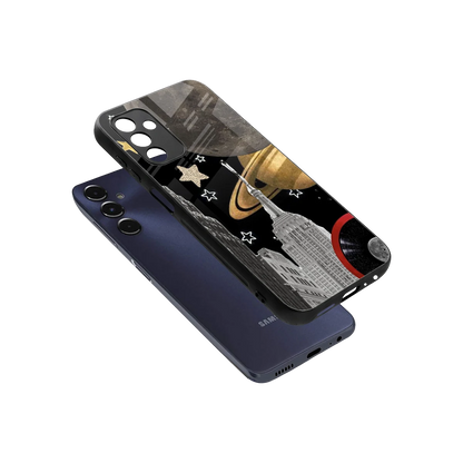 City Cosmos sleek samsung galaxy m14 5g cover with tempered glass back and TPU edges