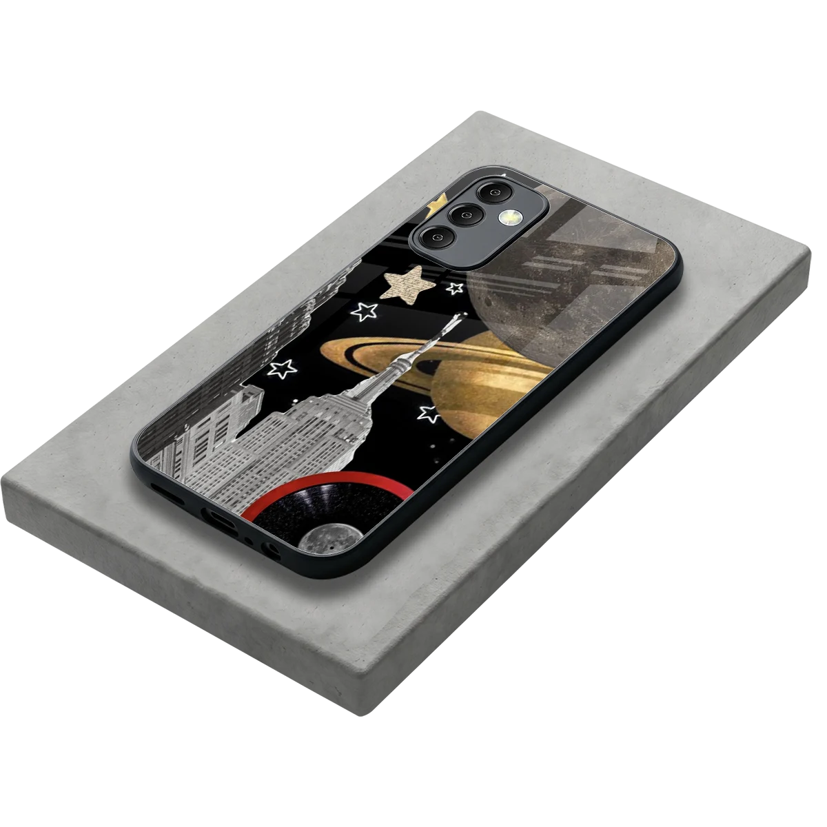 City Cosmos stylish phone case for samsung galaxy m14 5g | glossy glass and slim fit