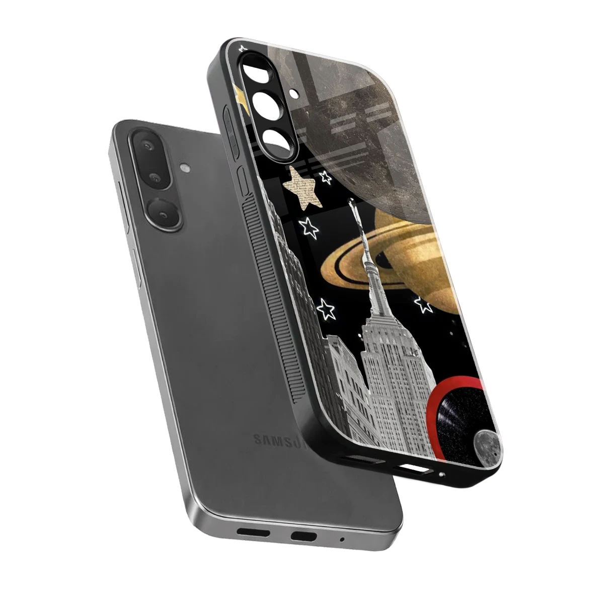 City Cosmos sleek samsung galaxy m56 5g cover with tempered glass back and TPU edges