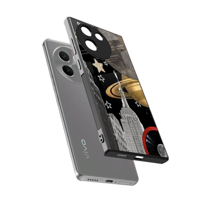 City Cosmos sleek vivo v30e cover with tempered glass back and TPU edges