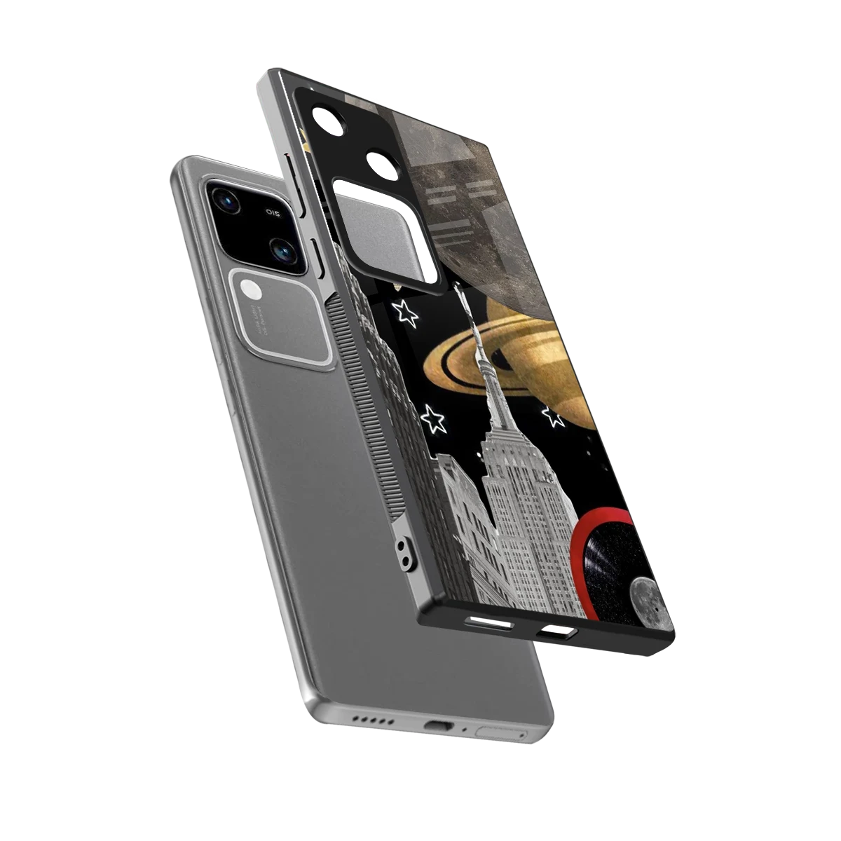 City Cosmos sleek vivo v30 cover with tempered glass back and TPU edges