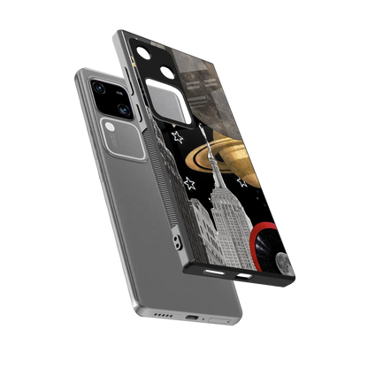 City Cosmos sleek vivo v30 cover with tempered glass back and TPU edges