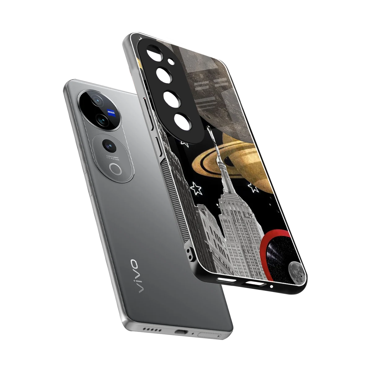 City Cosmos sleek vivo v40 pro cover with tempered glass back and TPU edges