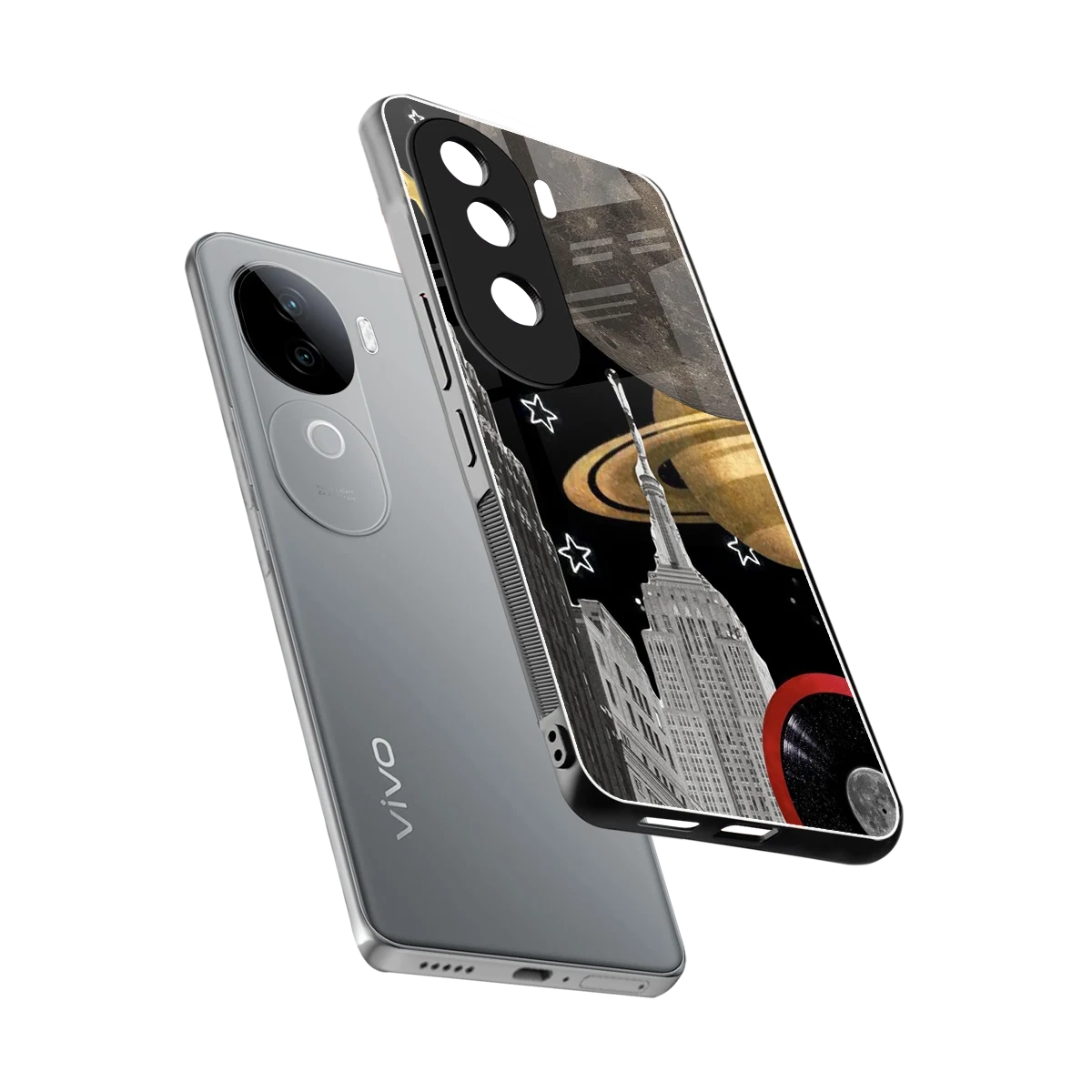 City Cosmos sleek vivo v40e cover with tempered glass back and TPU edges