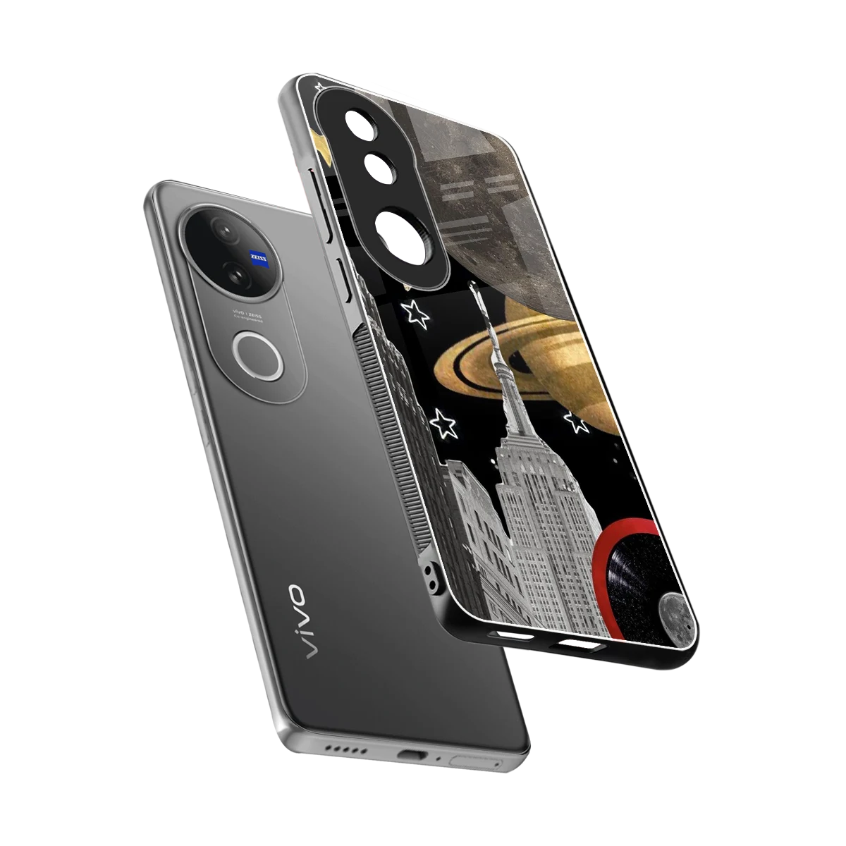 City Cosmos sleek vivo v50 cover with tempered glass back and TPU edges