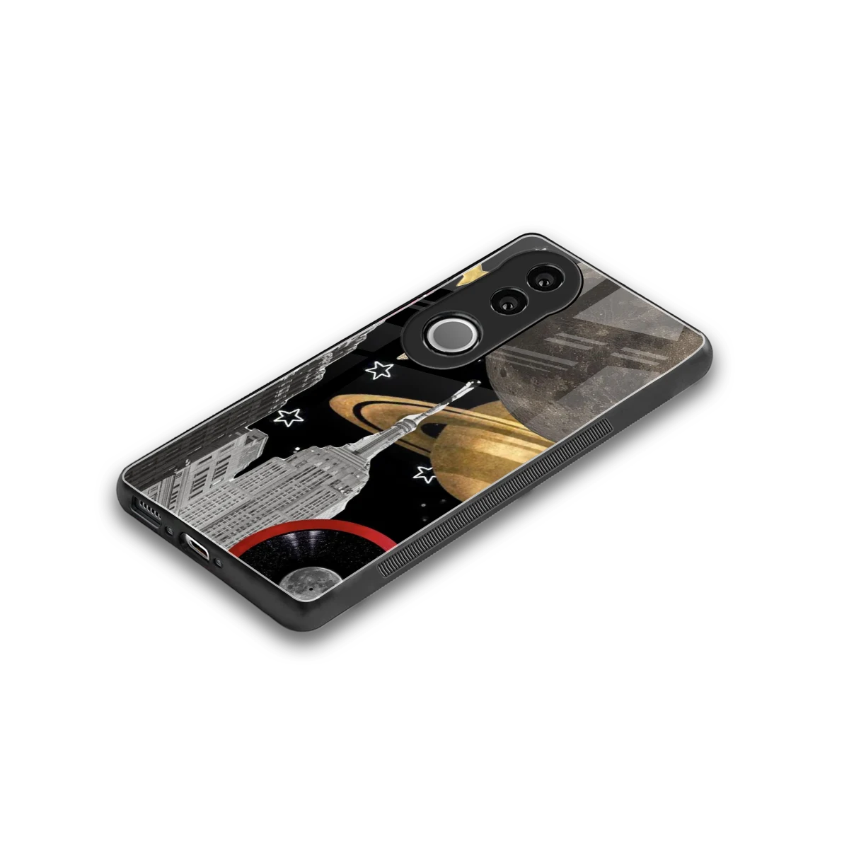 City Cosmos stylish phone case for vivo v50 | glossy glass and slim fit