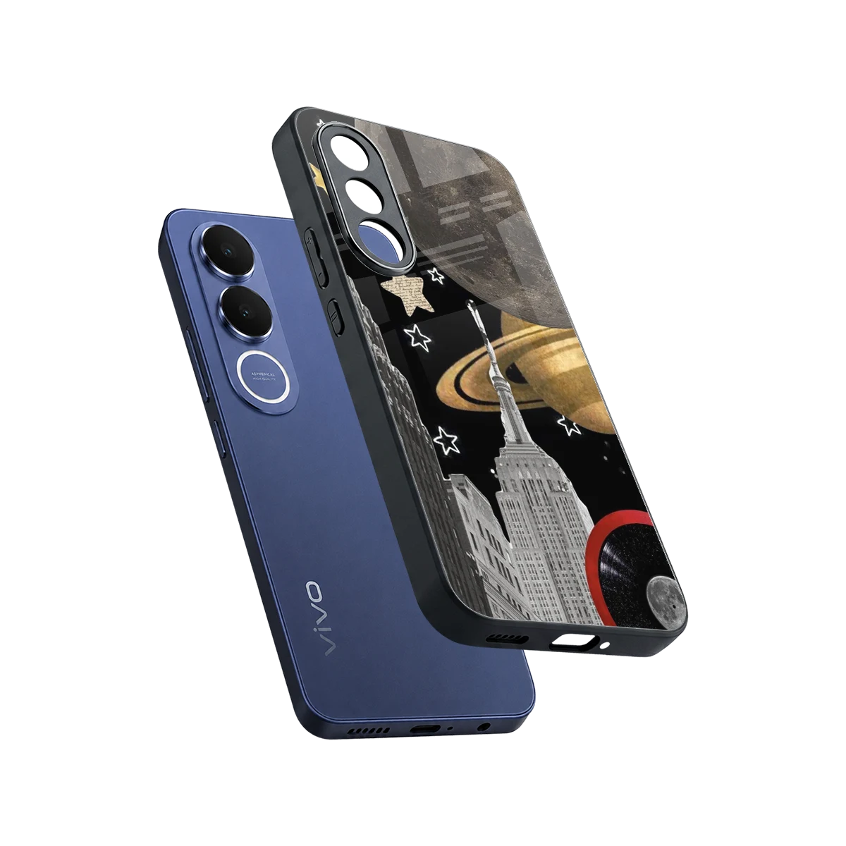 City Cosmos sleek vivo v70 fe cover with tempered glass back and TPU edges