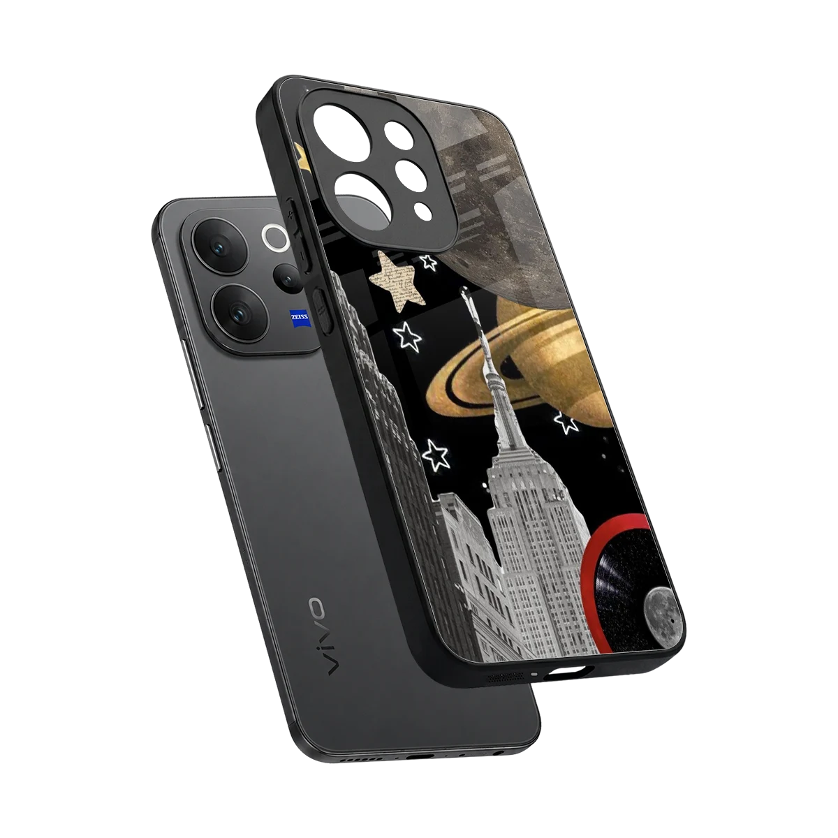 City Cosmos sleek vivo v70 cover with tempered glass back and TPU edges
