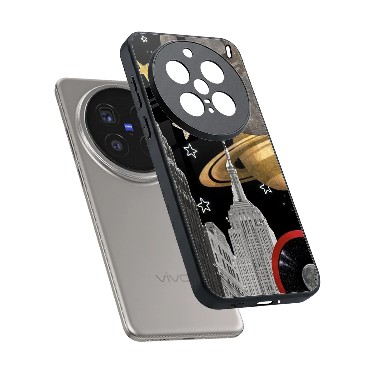 City Cosmos sleek vivo x200 pro cover with tempered glass back and TPU edges