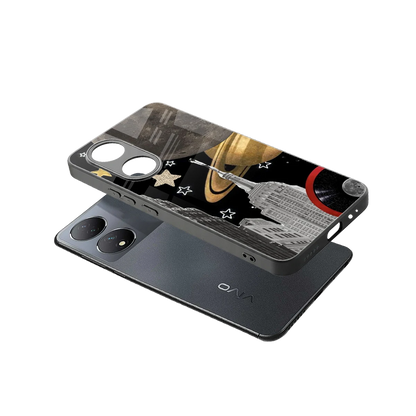City Cosmos sleek Vivo-y100 cover with tempered glass back and TPU edges