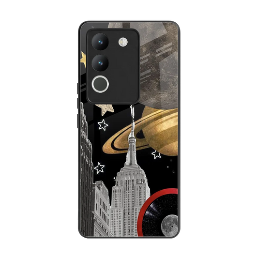 City Cosmos back phone cover | glass case for vivo y200 5g