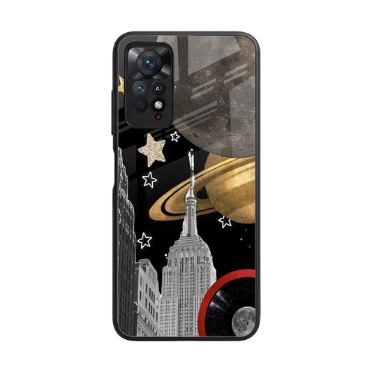 City Cosmos back phone cover | glass case for redmi note 11 pro