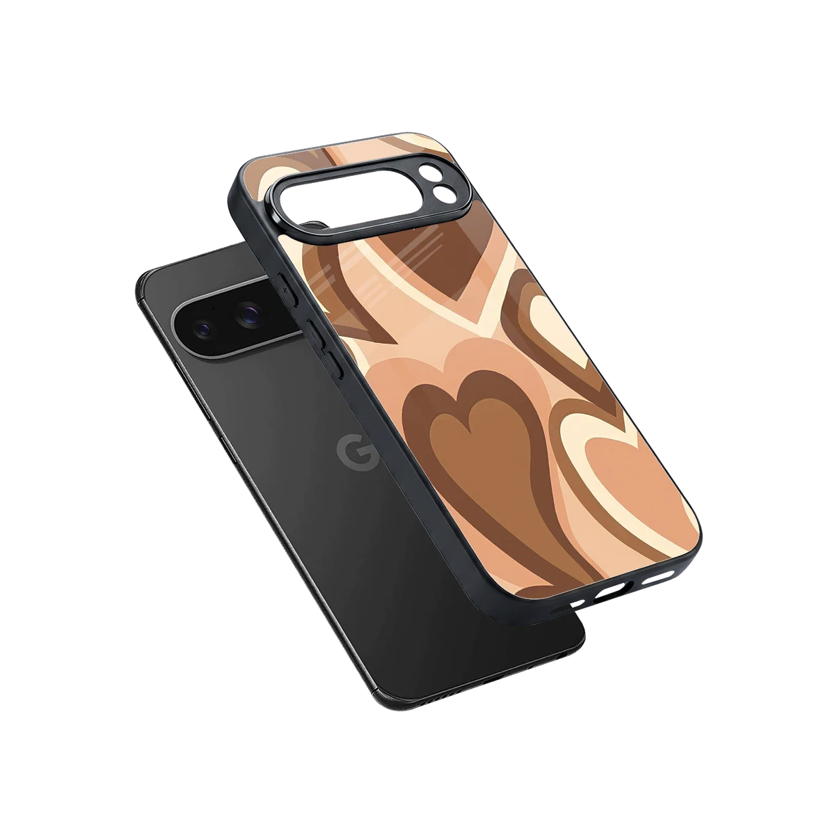 Cocoa Heartbeat sleek google pixel 10 pro xl cover with tempered glass back and TPU edges