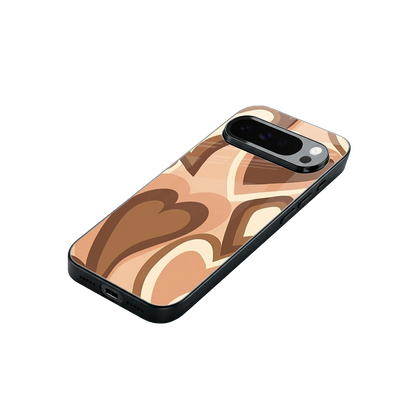 Cocoa Heartbeat stylish phone case for google pixel 10 pro xl | glossy glass and slim fit