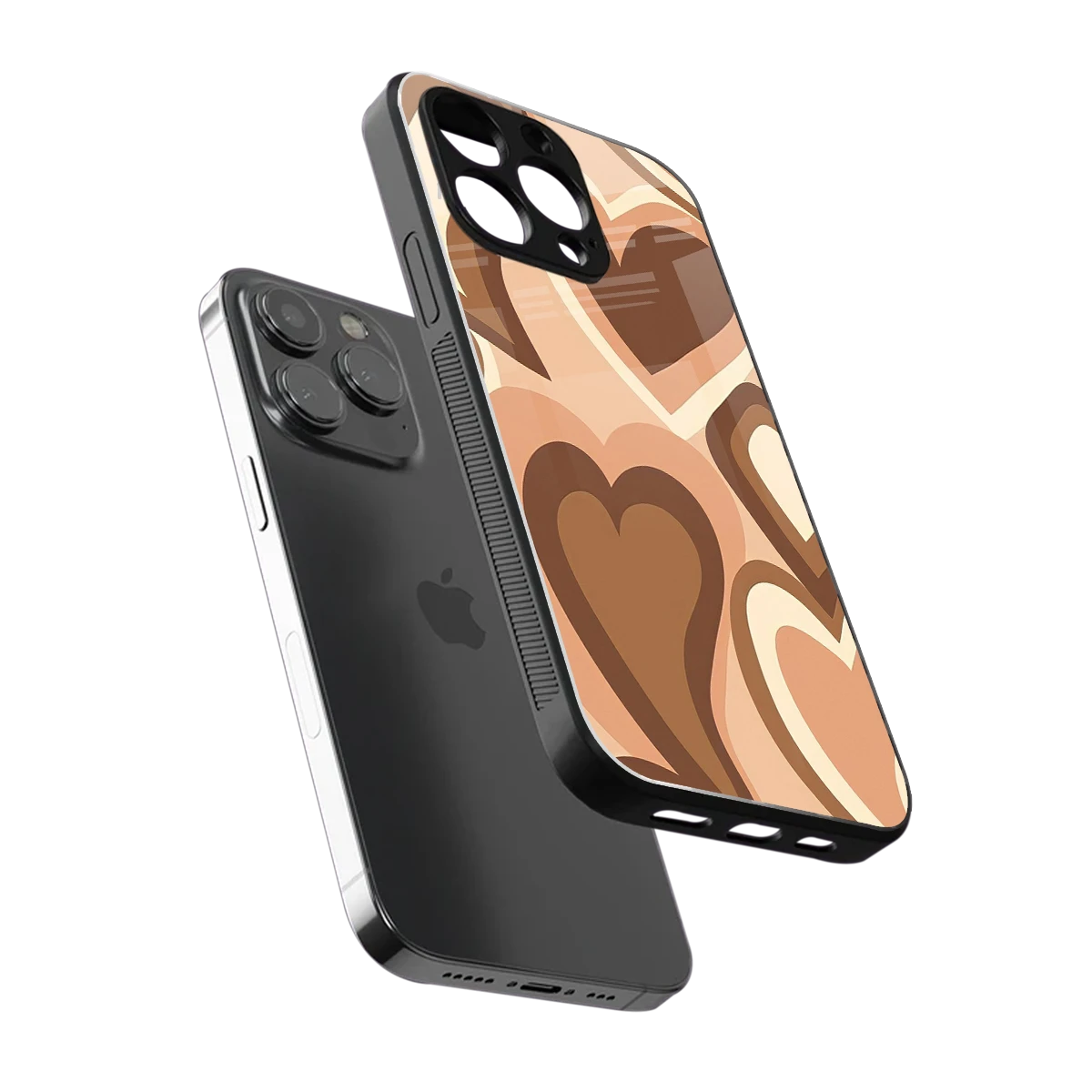 Cocoa Heartbeat sleek iphone 15 pro max cover with tempered glass back and TPU edges