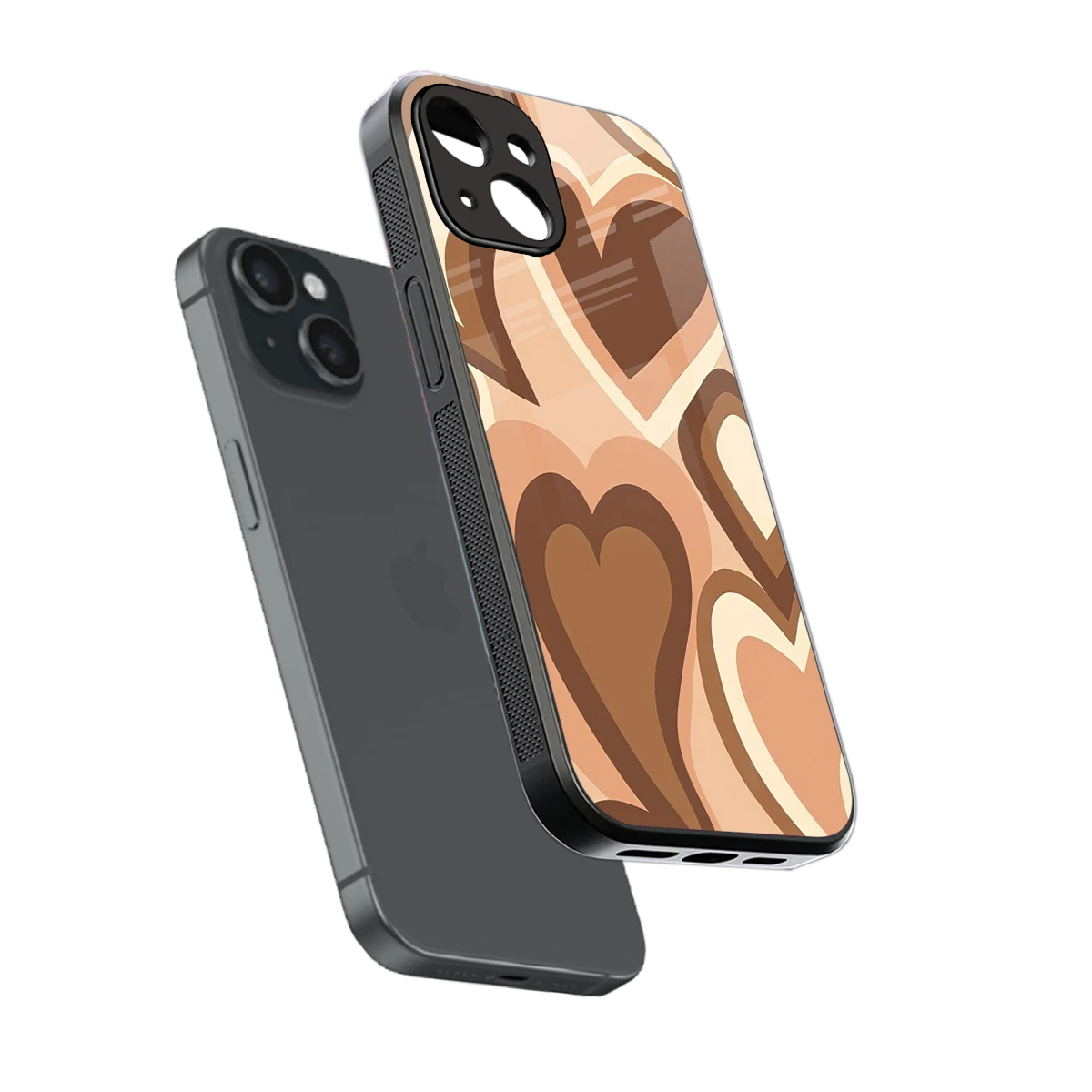 Cocoa Heartbeat sleek iphone 15 cover with tempered glass back and TPU edges
