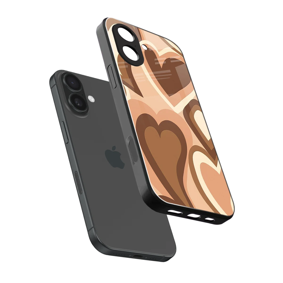 Cocoa Heartbeat sleek iphone 17 cover with tempered glass back and TPU edges