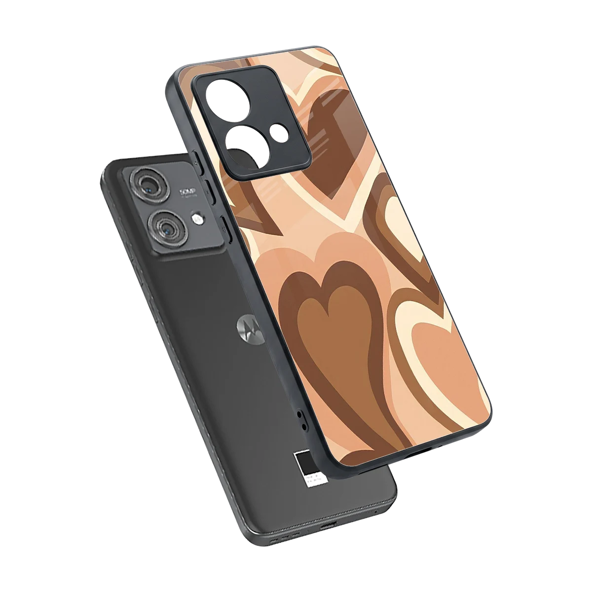 Cocoa Heartbeat sleek motorola edge 40 neo 5g cover with tempered glass back and TPU edges