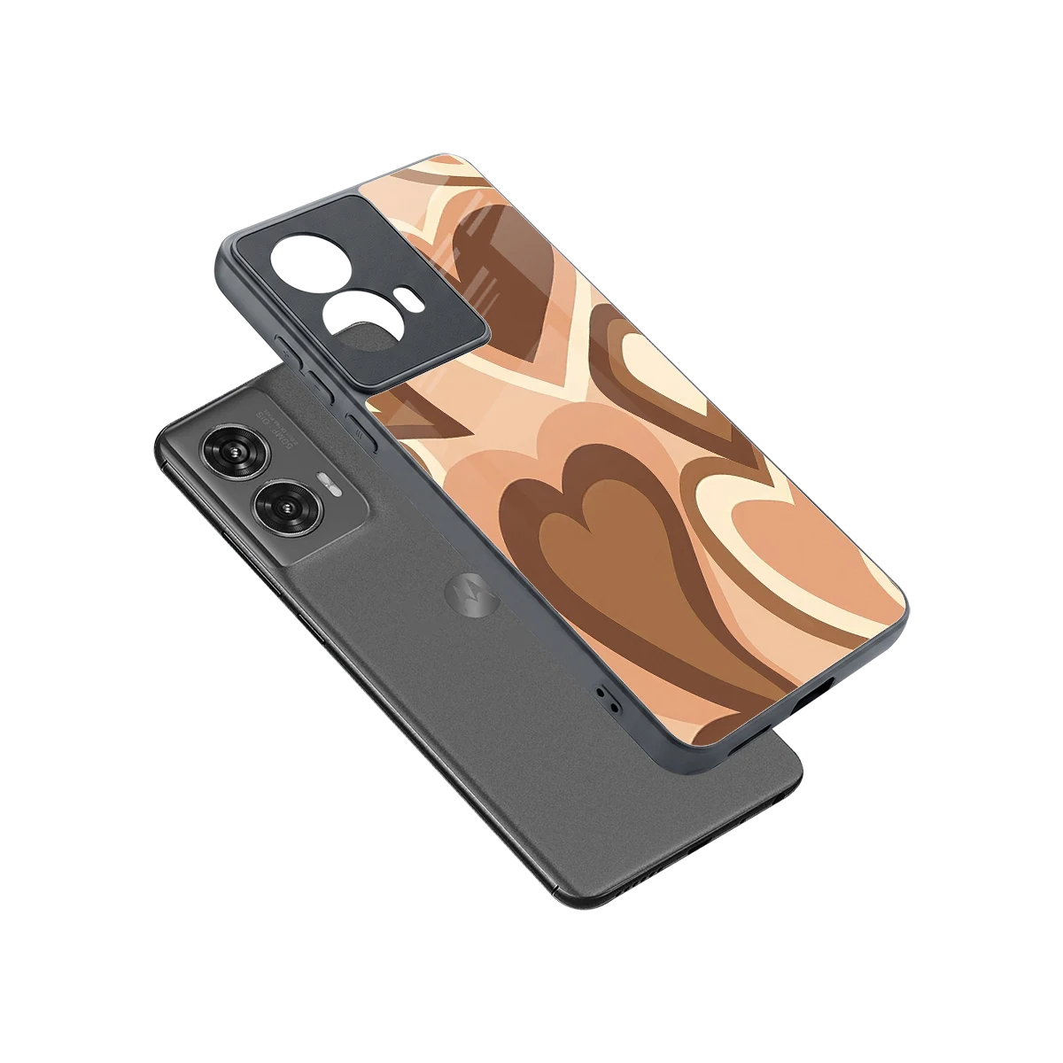 Cocoa Heartbeat sleek motorola edge 50 fusion cover with tempered glass back and TPU edges