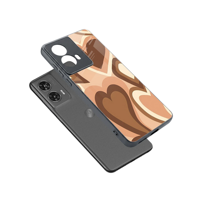Cocoa Heartbeat sleek motorola edge 50 fusion cover with tempered glass back and TPU edges