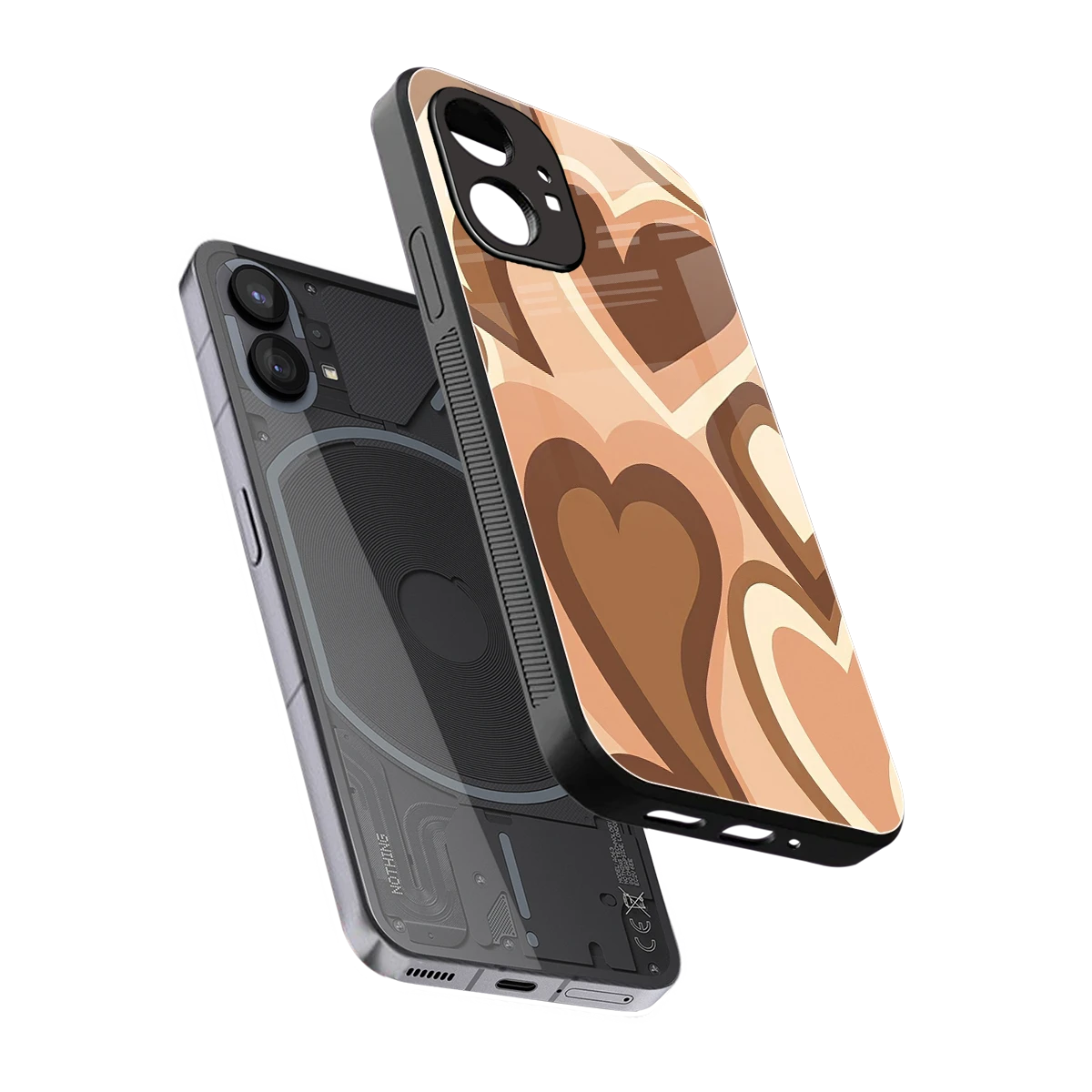 Cocoa Heartbeat sleek nothing phone 1 cover with tempered glass back and TPU edges