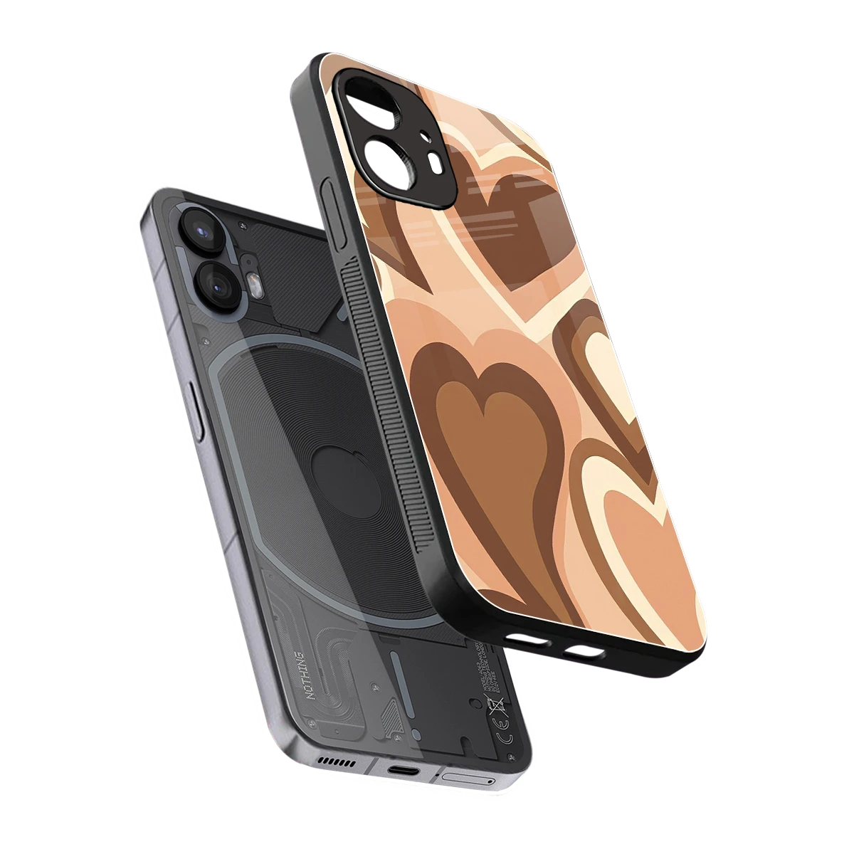 Cocoa Heartbeat sleek nothing phone 2 cover with tempered glass back and TPU edges