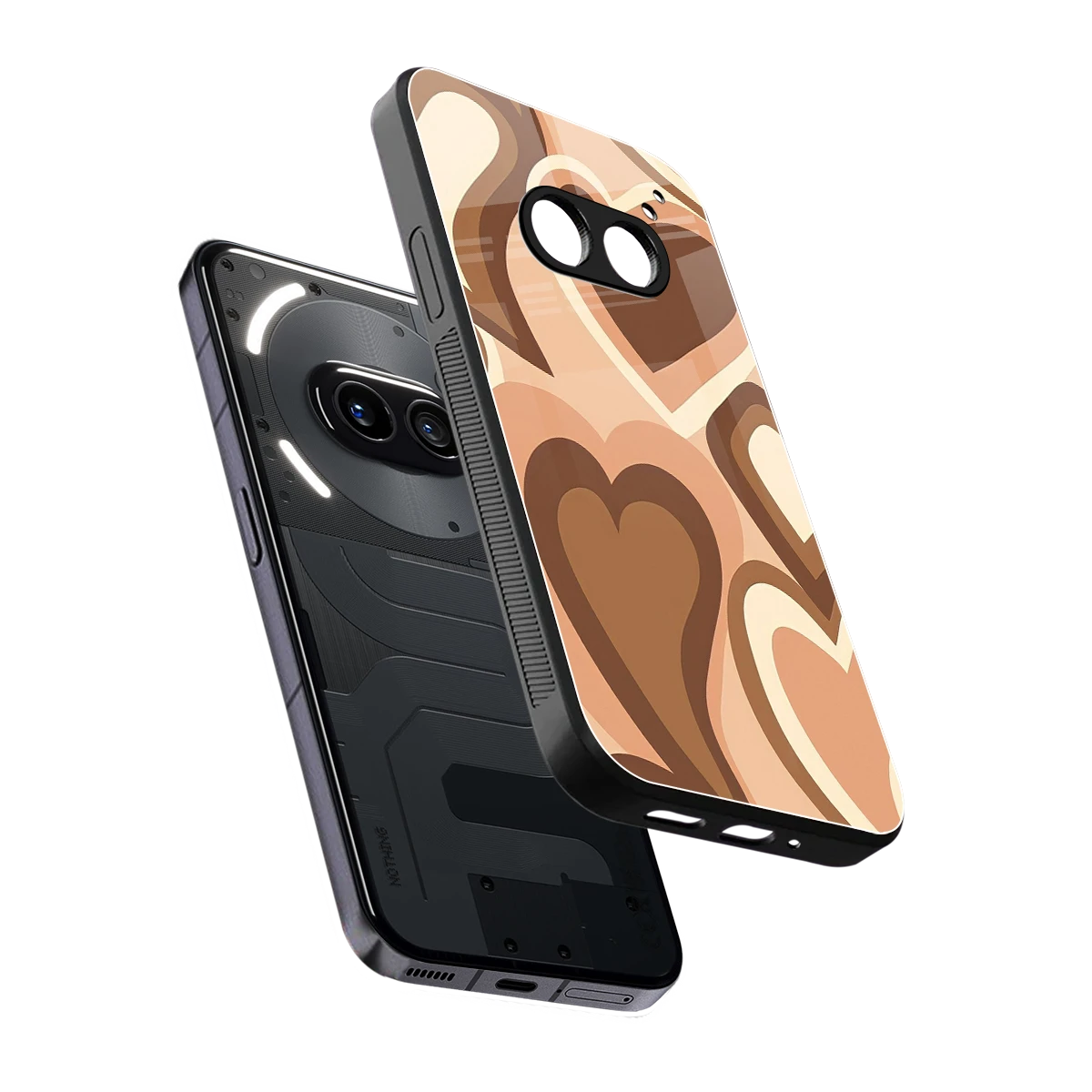 Cocoa Heartbeat sleek nothing phone 2a cover with tempered glass back and TPU edges