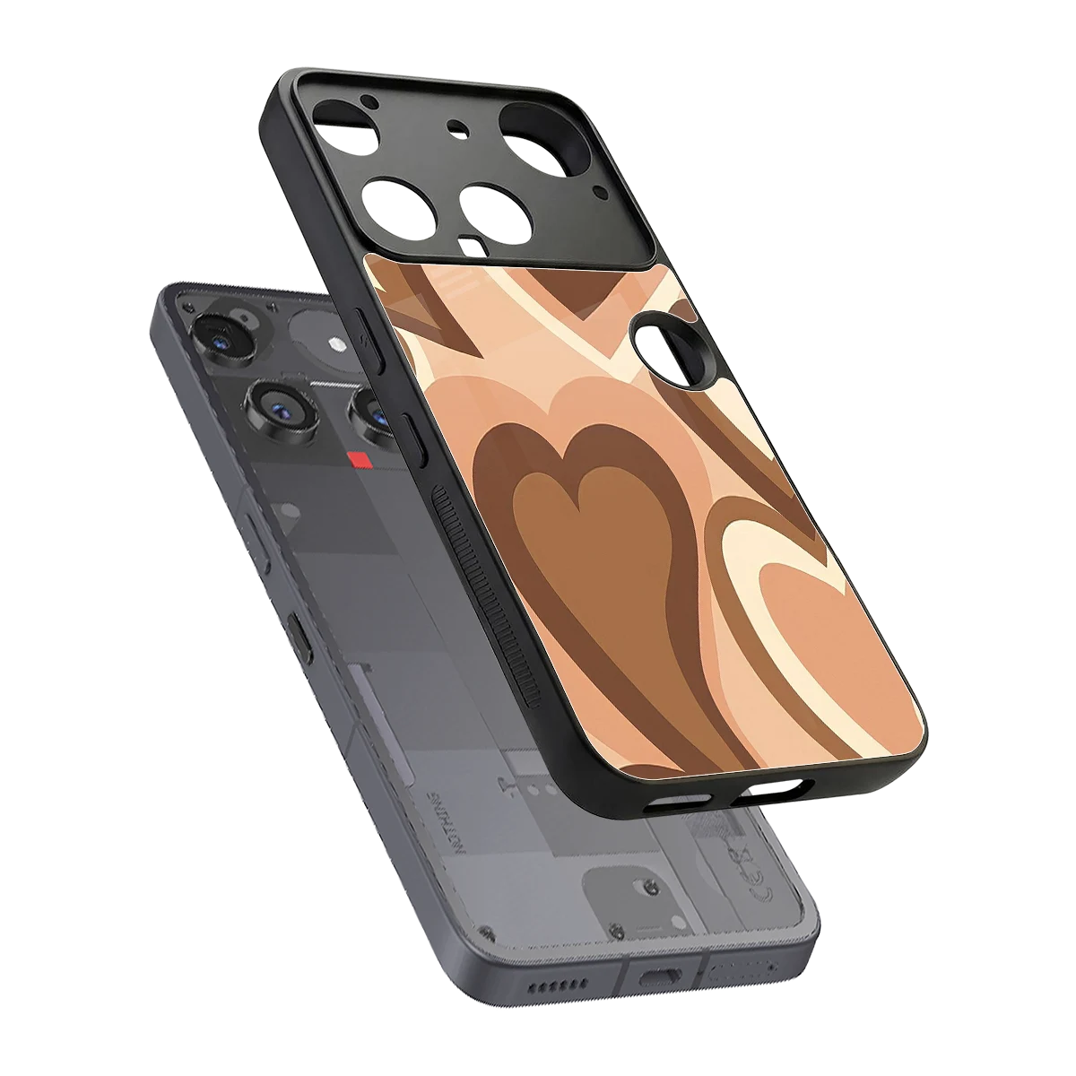 Cocoa Heartbeat sleek nothing phone 3 cover with tempered glass back and TPU edges