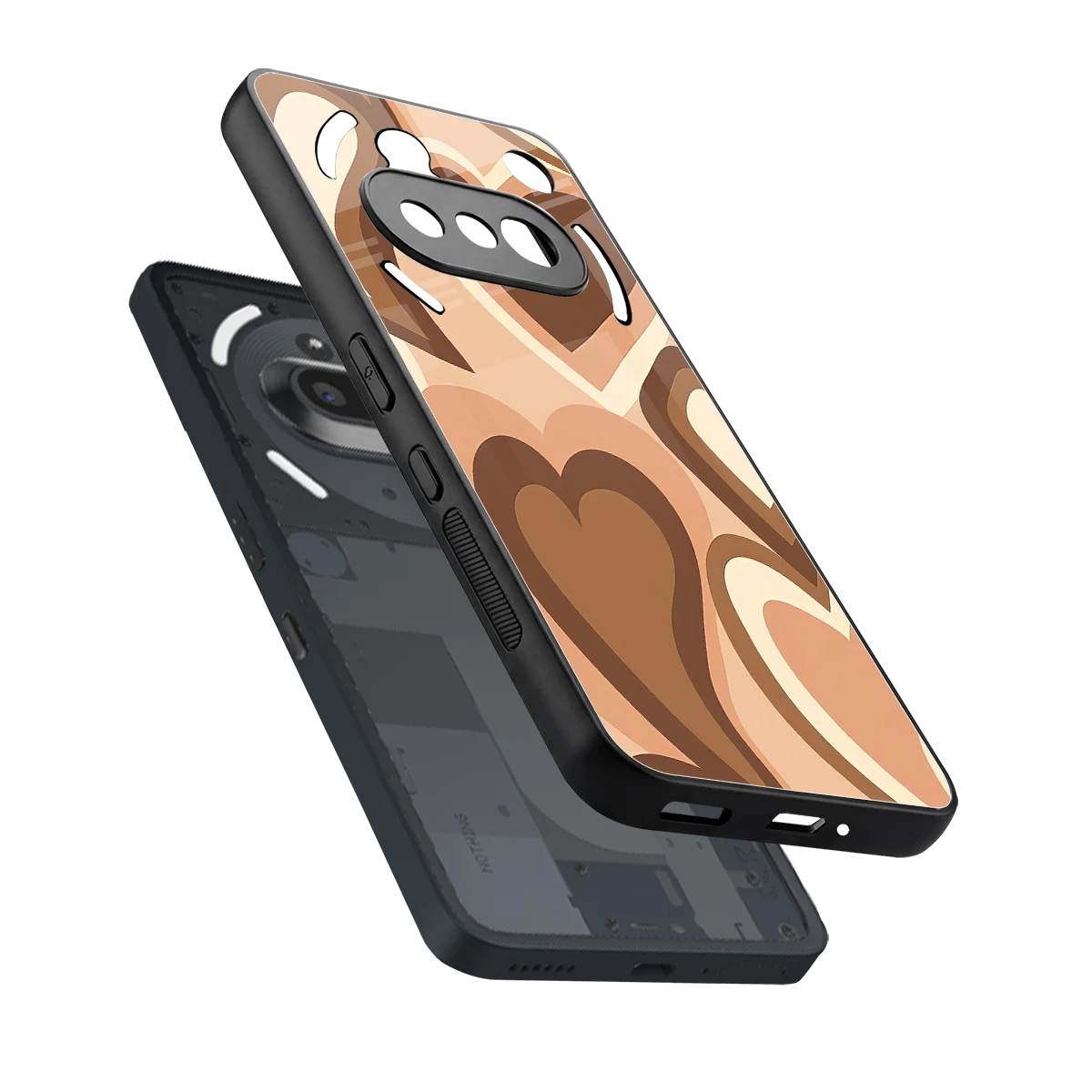 Cocoa Heartbeat sleek nothing phone 3a cover with tempered glass back and TPU edges