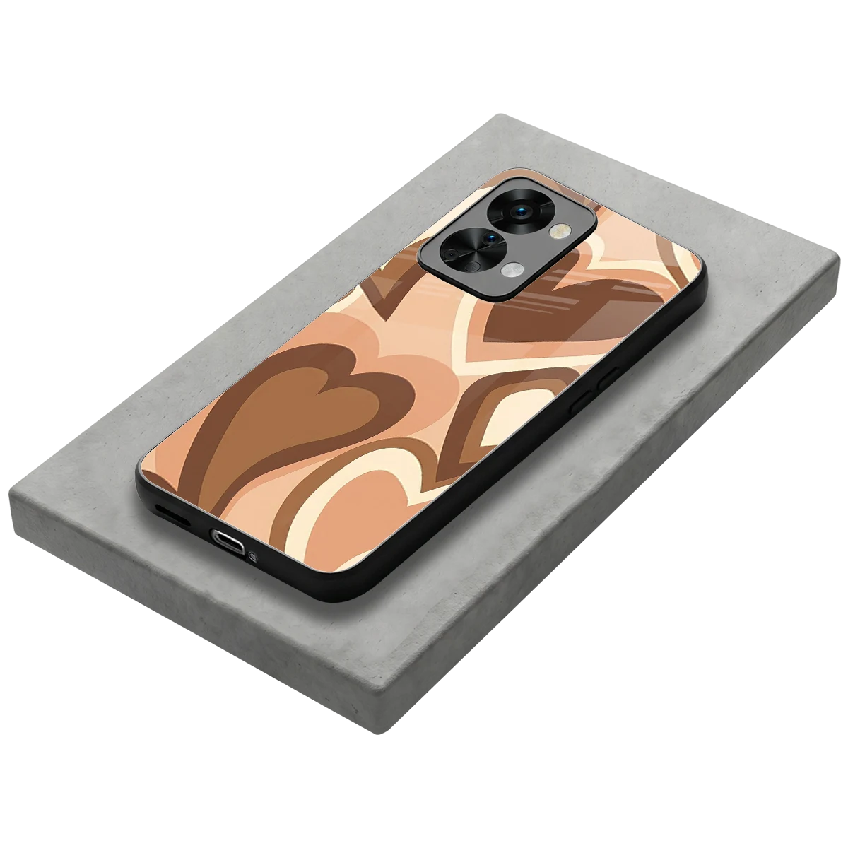 Cocoa Heartbeat stylish phone case for oneplus nord 2t | glossy glass and slim fit