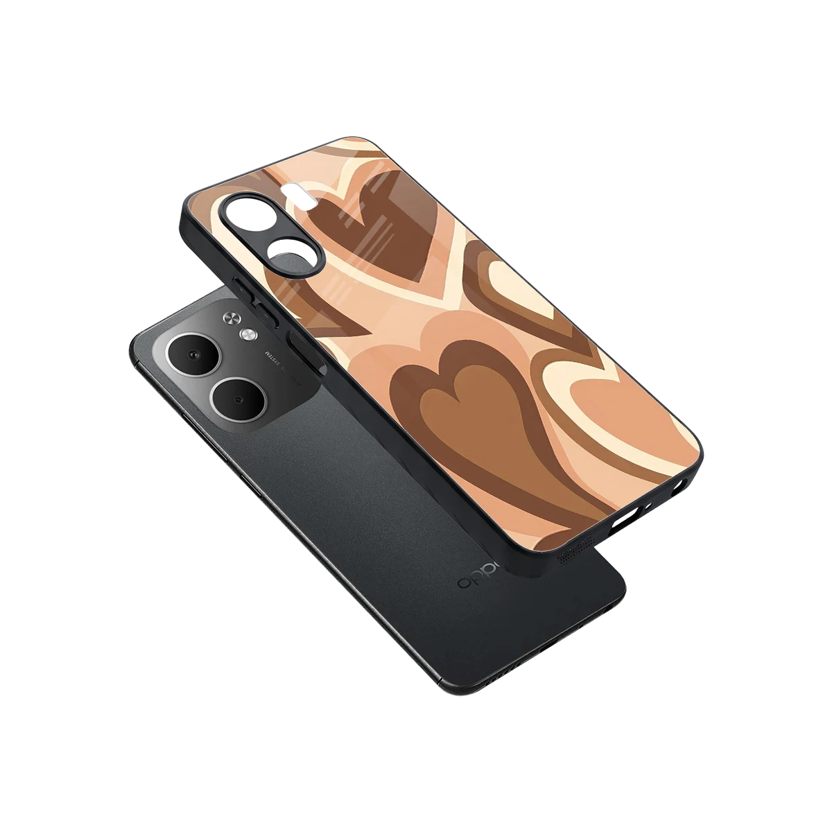 Cocoa Heartbeat sleek oppo a5x 5g cover with tempered glass back and TPU edges